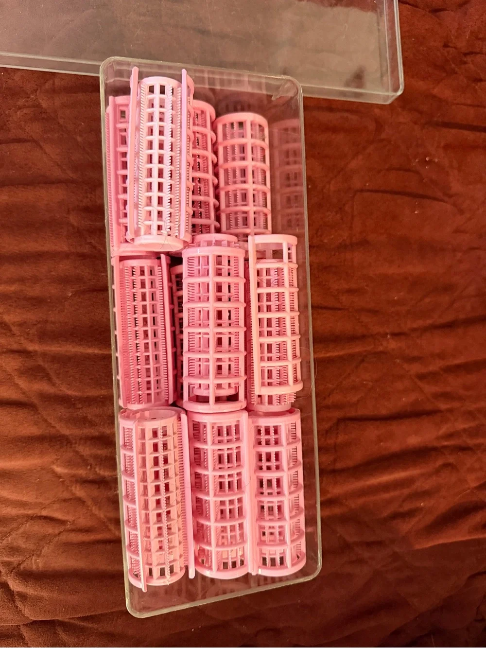 Vintage Pink Hair Rollers Storage Set - Home Organization